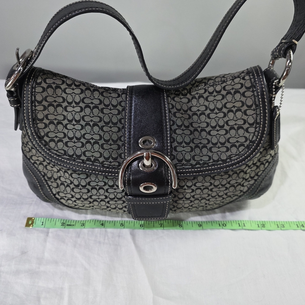 Vintage Coach F10926 Signature Soho Black Leather Buckle Y2K Flap Shoulder Bag. - Picture 12 of 14
